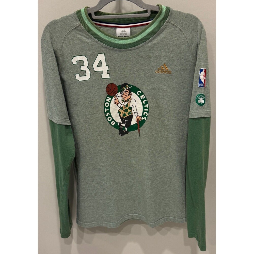 Boston Celtics Paul Pierce #34 Adidas Long Sleeve Jersey T-Shirt Men's Large VTG